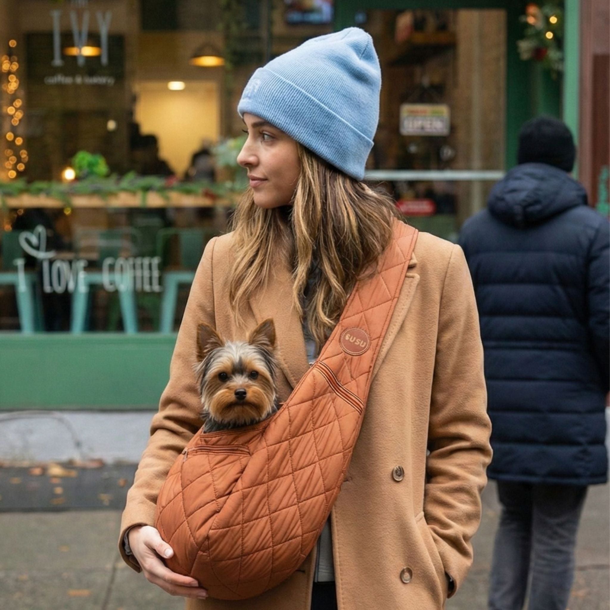 SMALL DOG CARRIER SLING FOR TOY DOGS 3-8 LB | COPPER BROWN