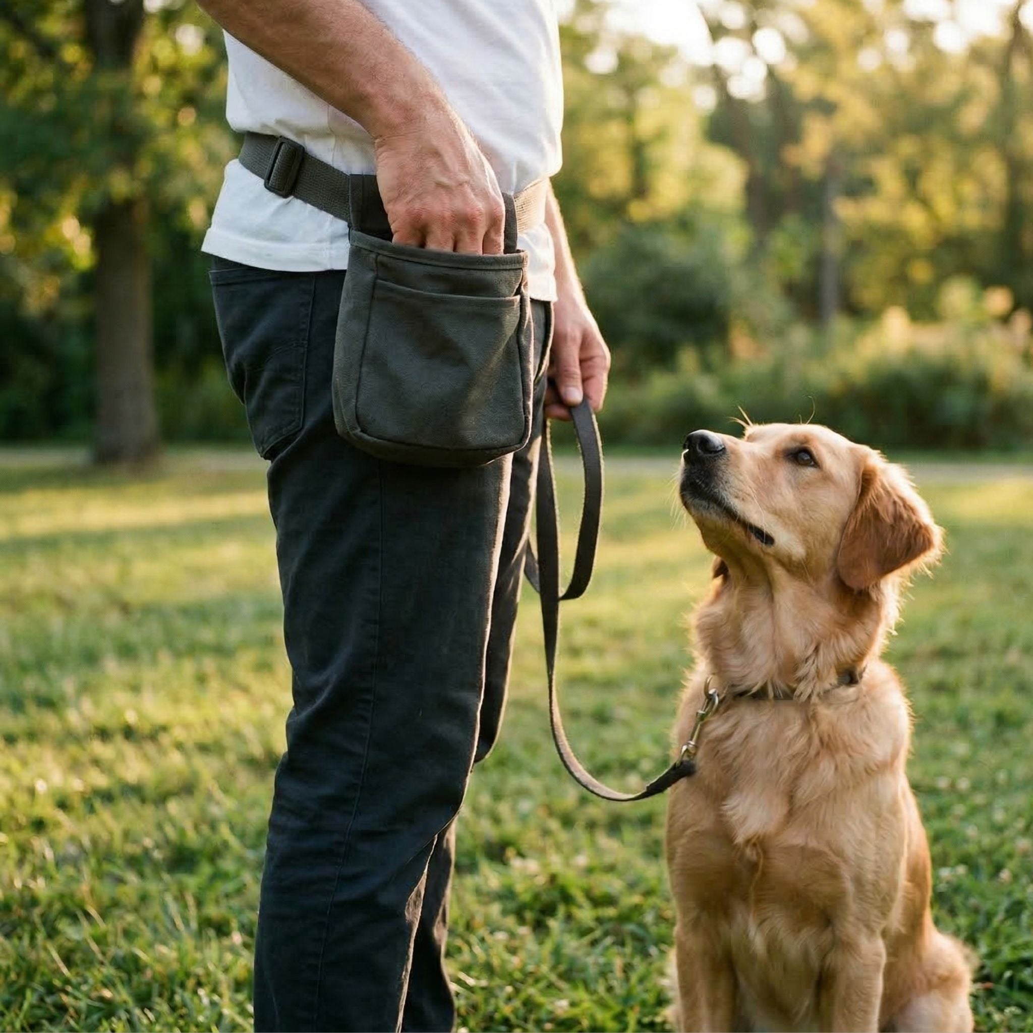 Standalone treat pouch for dog training and recall work