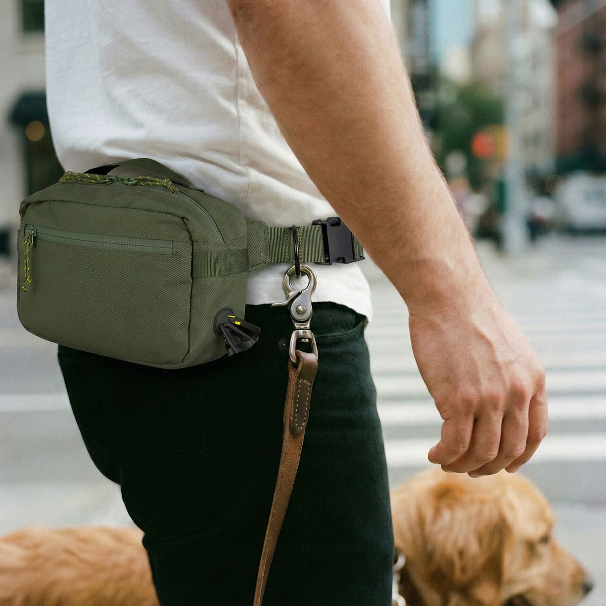 Waist pack hip bag for dog walking with treat pocket