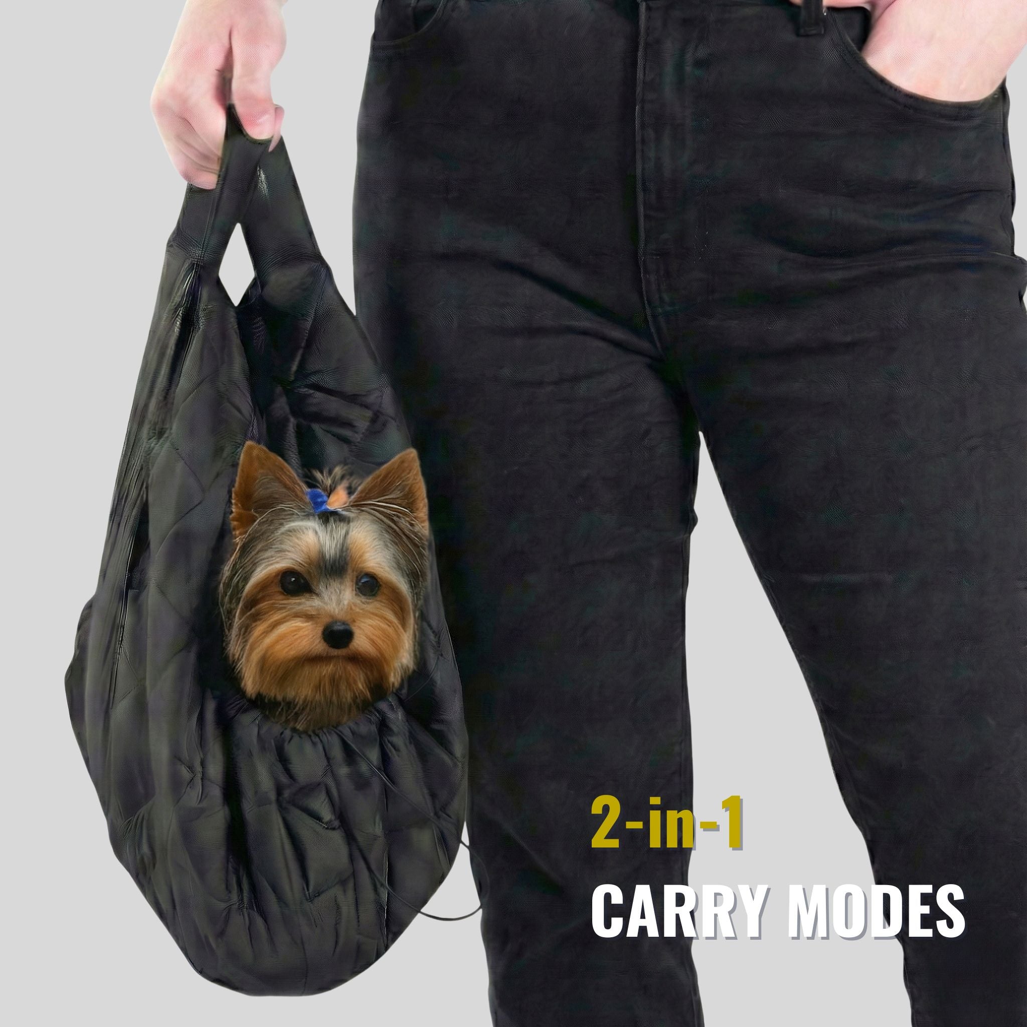 SMALL DOG CARRIER SLING FOR TOY DOGS 3-8 LB | SILK BLACK