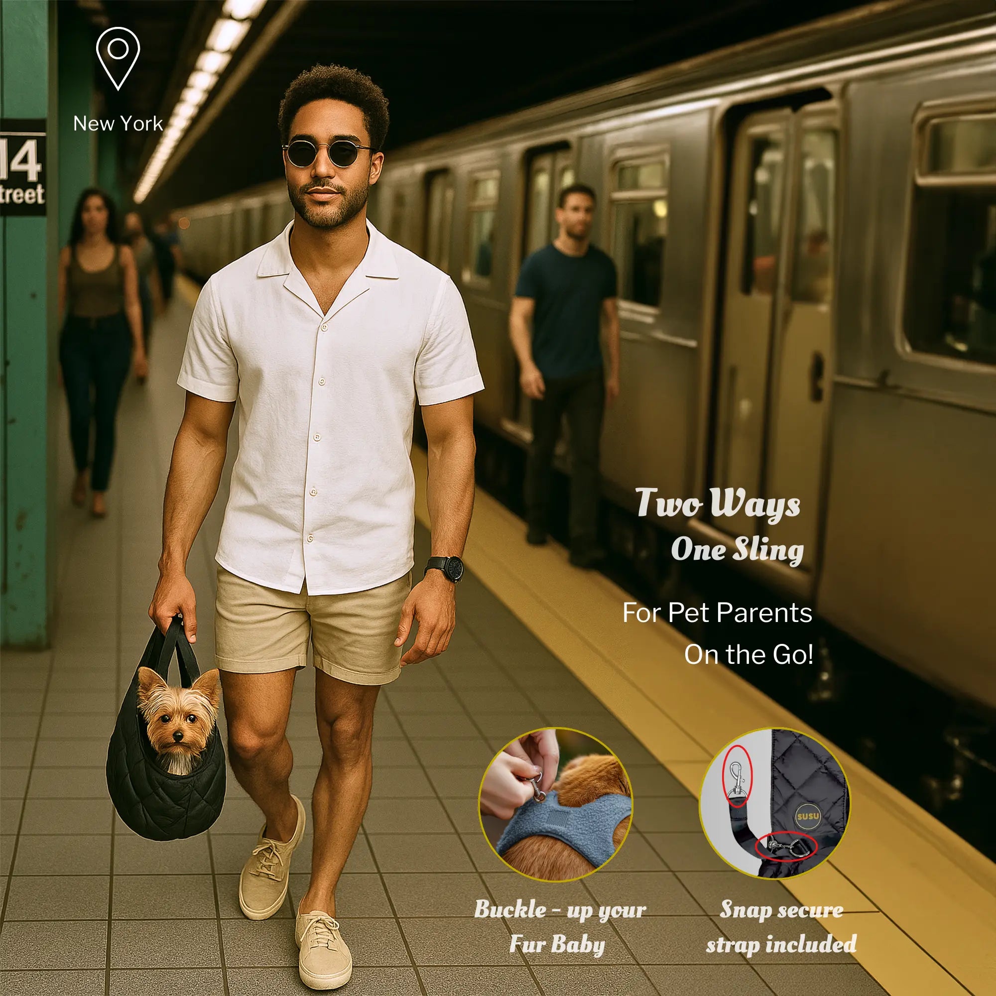 SILK BLACK SLING BAG SUSU PET CO.