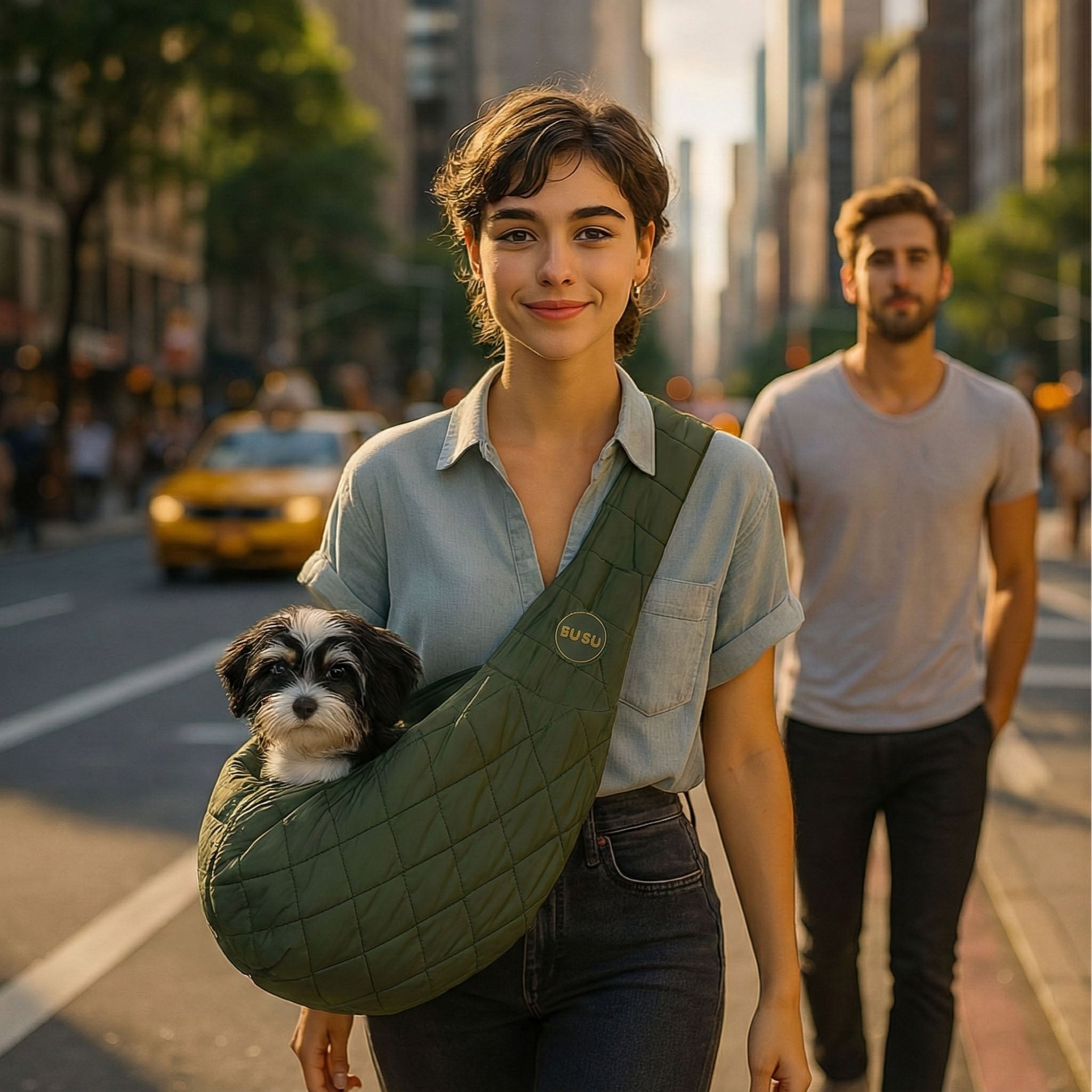 SMALL DOG SLING CARRIER BAG | OLIVE GREEN SUSU PET CO.