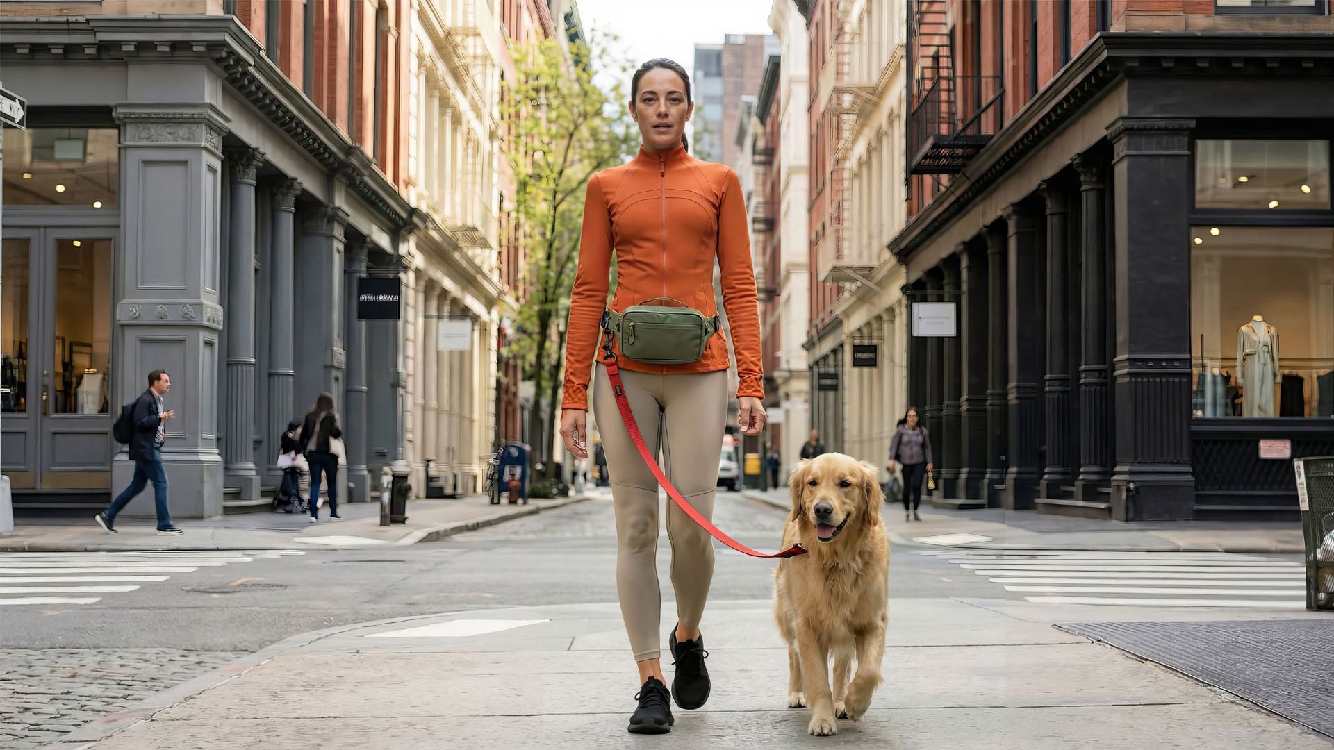 Urban dog walking in New York City — crossbody bag for city dog owners