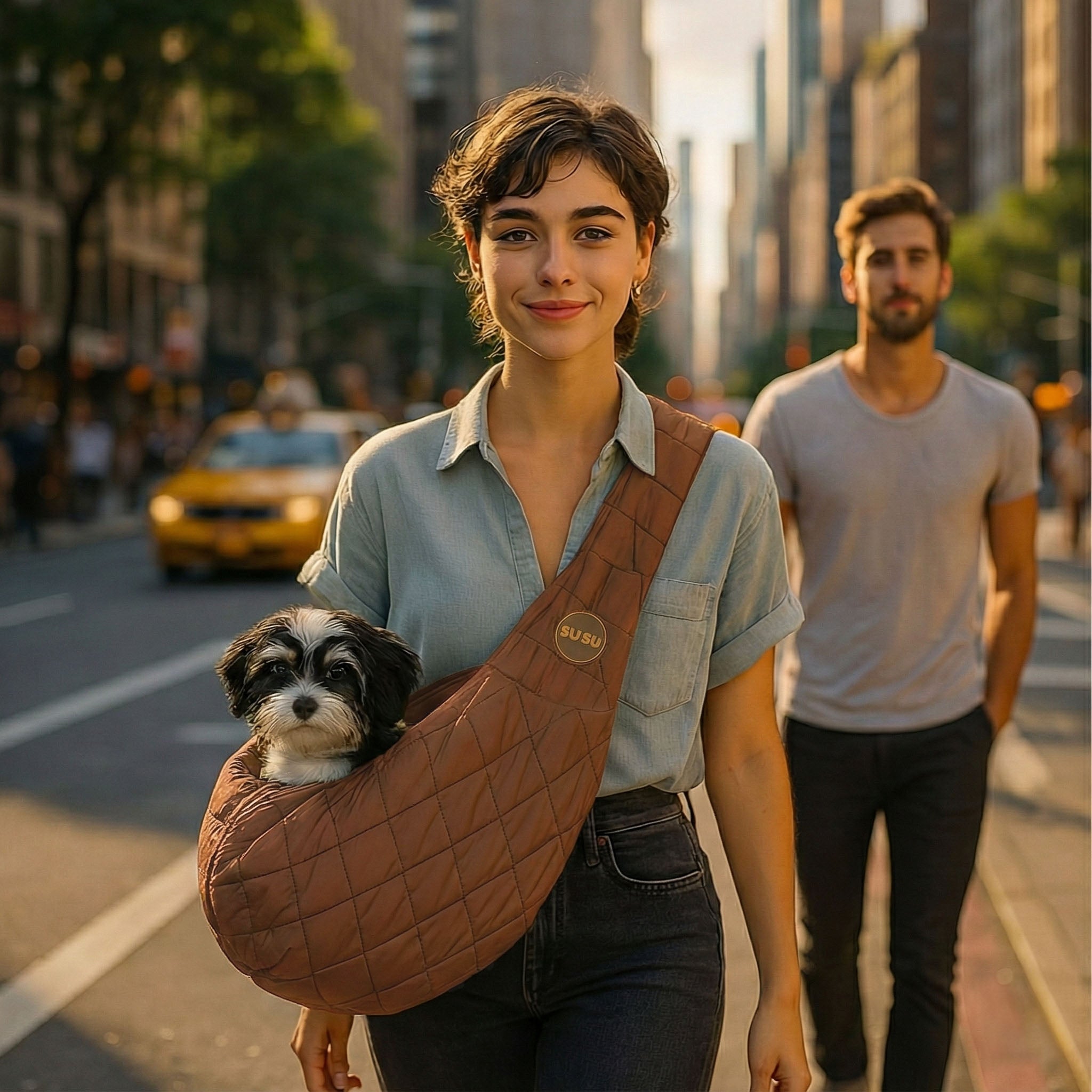 SMALL DOG SLING CARRIER BAG | COPPER BROWN SUSU PET CO.