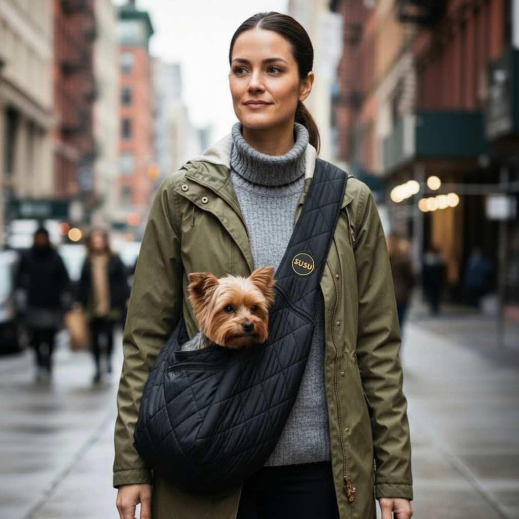 SMALL DOG CARRIER SLING FOR TOY DOGS 3-8 LB | SILK BLACK